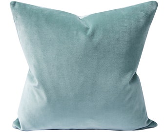 Aqua Velvet Pillow Cover, 20x20 inches, SPECIAL,  pillow cover, light blue velvet, ready to ship