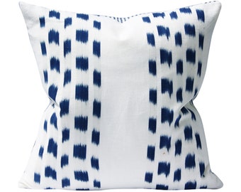 Izmir Stipe, Schumacher Pillow Cover, Indigo, decorative pillow cover, 20x20 inches, Studio Tullia, made to order