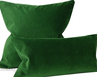 Emerald Velvet Pillow Cover, Decorative Pillow Cover, emerald, Studio Tullia, made to order