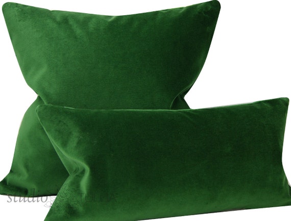 Emerald Green Velvet Pillow Cover, Decorative Throw Pillow