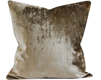 Bronze distressed velvet, Pillow Cover, 20x20 inches, decorative pillow cover,Studio Tullia, ready to ship