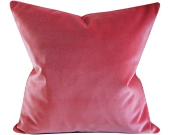 Coral Velvet Pillow Cover, 20x20 inches, cotton velvet, decorative pillow cover, ready to ship