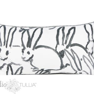 Hunt Slonem Bunny Hutch in Black by Lee Jofa, Pillow Cover, Groundworks, Lumbar, 11x17 inches with or without insert