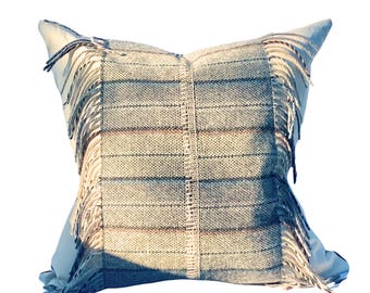 Funda de almohada Pendleton de lana estilo europeo, con flecos recuperados (24x24)