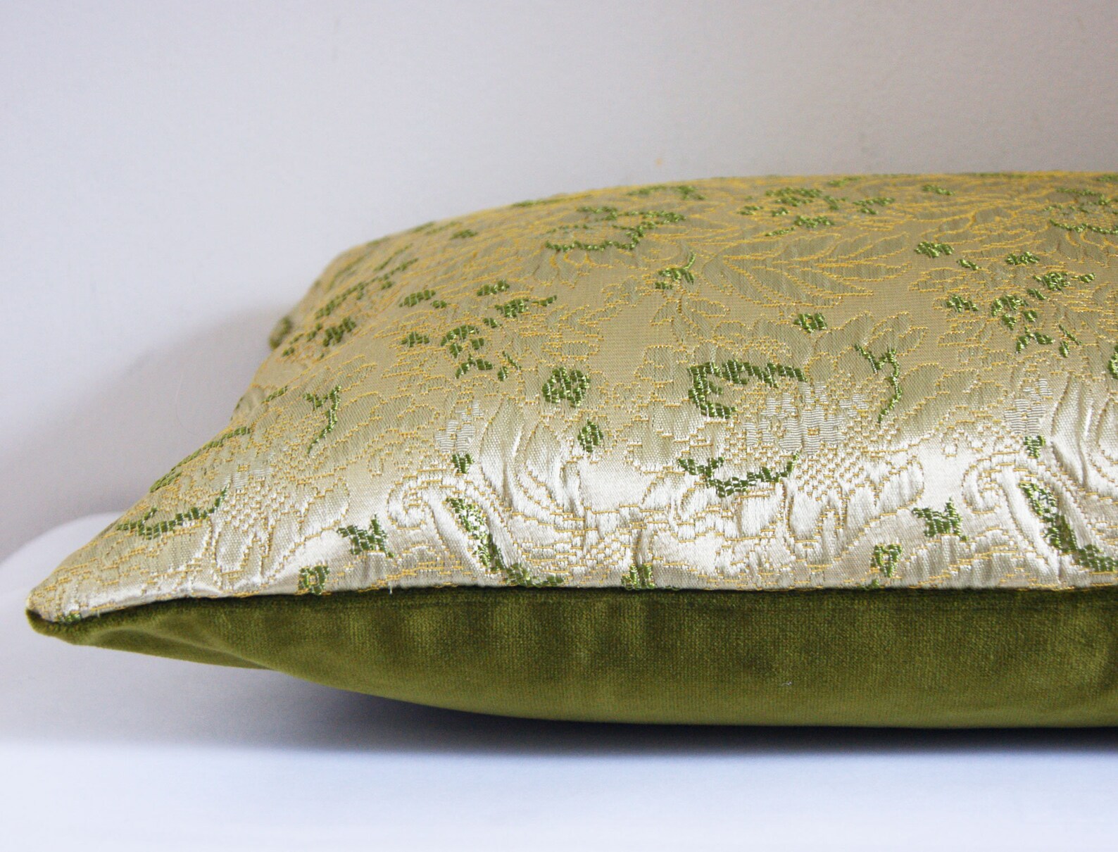 Gold and Green Brocade Pillow Cover decorative pillow cover Etsy
