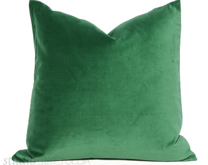 Emerald Green Velvet Pillow Cover Decorative Pillow Cover 20 Inch Ready
