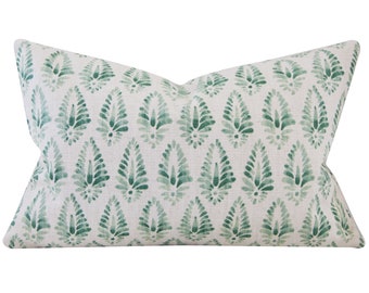 Jalisa Green, 13x19 inches, Lumbar, Green, Linen Pillow Cover, studio tullia, ready to ship