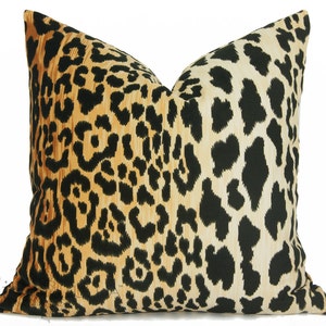 Jamil Natural Pillow Cover  - Leopard Velvet - 17 - 19 - 20 - 22 - 22 - 24 - 26 inch -euro sham - animal print -made to order