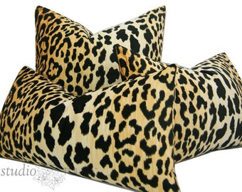 Leopard Pillow Cover, Animal Print, Decorative Pillow Cover, Lumbar Pillow Cover, Pick your size, Jamil Natural, ready to ship