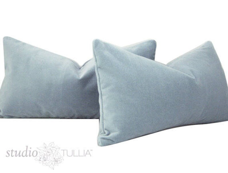 Studio Tullia Sky Blue Velvet Custom Sizes velvet pillow cover made to order Pillow Cover