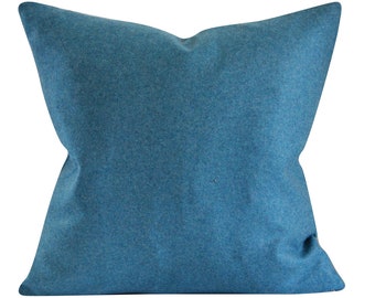 Funda de almohada de lana azul Pacífico, almohada decorativa moderna, 17x17 pulgadas