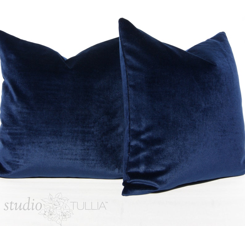 made to order Decorative Pillow Cover Indigo Navy Blue Pick Your Size Midnight Blue Velvet Pillow Cover