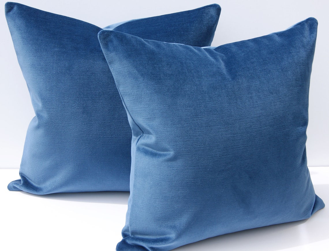 Indigo Blue Velvet Pillow Cover Pick Your Size Studio Etsy