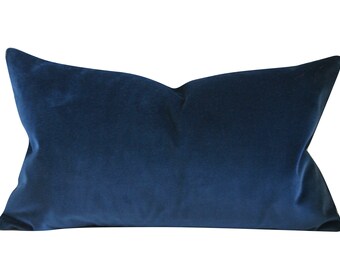 Midnight Velvet Pillow Cover. 13x24 inches, lumbar, SPECIAL,cotton velvet, ready to ship