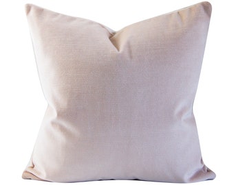 Light Pink Cotton Velvet Pillow Cover, Rosewater Decorative Pillow (20x20 inches)