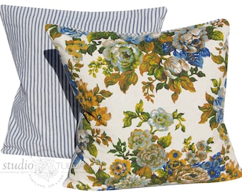 Vintage Floral Pillow Cover, Mid-Century Cottage Chic, custom sizes available