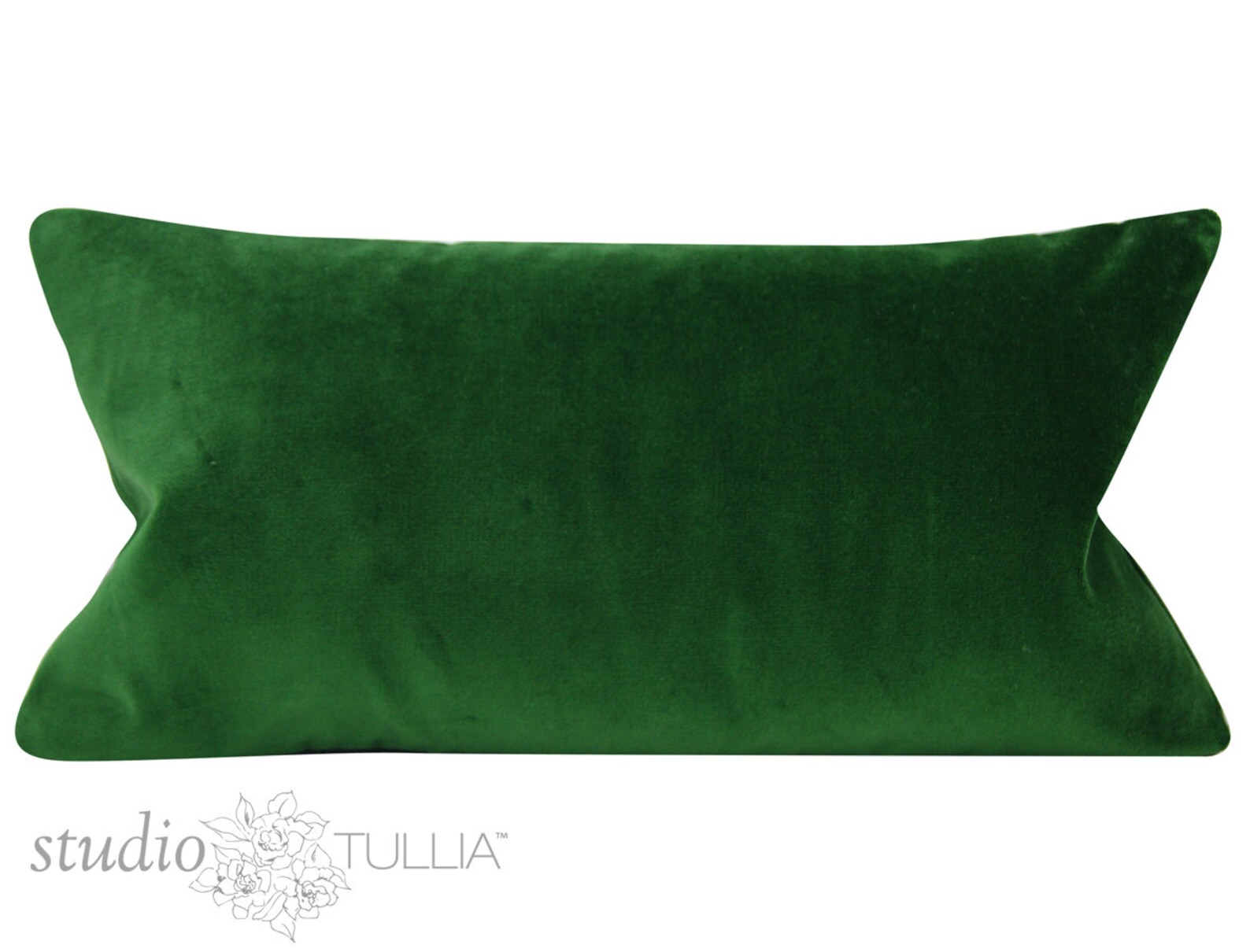 emerald green velvet lumbar pillow