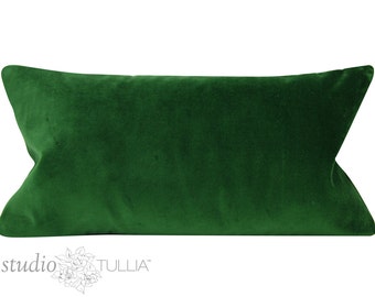Emerald Green Velvet  Pillow Cover, 13X24, SPECIAL,Lumbar, ready to ship