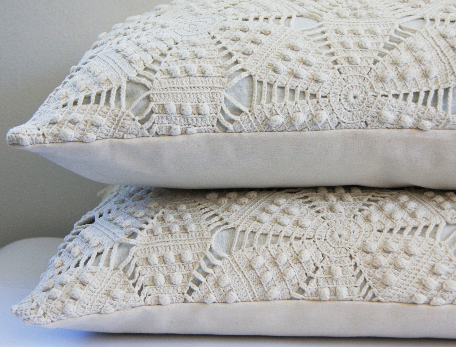 Vintage Crochet Pillow Cover Heirloom Boho Handmade Etsy