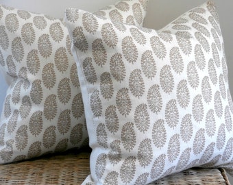 Paisley Pillow Cover, 17X17 inches, White and Gold, paisley print, Studio Tullia, ready to ship