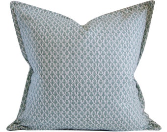 Melinda in Jade, Euro Sham, Pindler, Cotton/Linen, Studio Tullia pillow, custom sizes, 25x25 inches