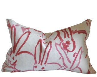 Bunny Hutch in Pink, Hunt Slonem, Lumbar pillow cover, 11X17 inches, 11x21 inch, 13x19 inch, Lee Jofa, Studio Tullia