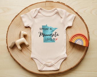 Someone In Minnesota Loves Me Baby Onesie® Brand, State Pride Bodysuit, Sweet Local Baby Outfit, Natural Neutral Baby Clothes