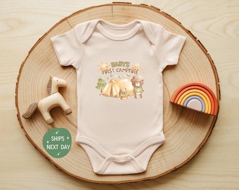 First Campfire Baby Bodysuit, Funny Camping Baby Onesie®, Adventure Baby Onesie®, Hiking Baby Clothes, Adventure Baby Gift