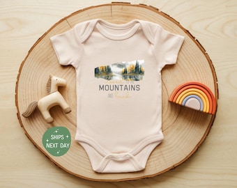 I Love to the Mountains and Back Onesie®, Landscape Adventure Baby Bodysuit, Travel Baby Onesie®, Newborn Clothes, Woodland Baby Onesie®
