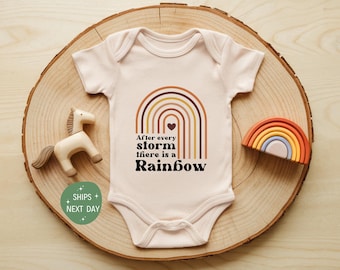 Rainbow Baby Onesie®, Inspirational Baby Bodysuit, After The Storm Quote Outfit, Cute Baby Shower Gift, Newborn Rainbow Clothes