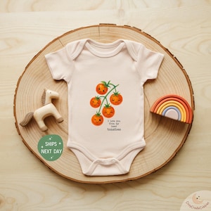 I Love You From My Head Tomatoes Baby Onesie®, Funny Tomato Baby Bodysuit, Cute Foodie Baby Outfit, Natural Baby Shower Gift, Baby Clothes