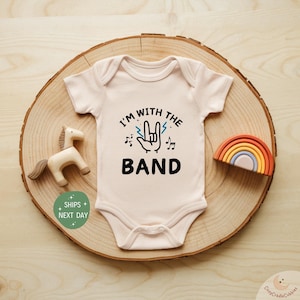I&#39;m with the Band Baby Onesie®, Cute Music Band Baby Onesie®, Cool Baby Onesie®, Funny Cute Natural Baby Bodysuit, Newborn Baby Gift