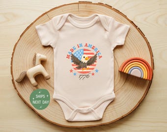 Made In America 1776 Baby Onesie®, Patriotic Bodysuit, USA Baby Outfit, Red White And Blue Clothes, Fourth Of July Baby Shower Gift