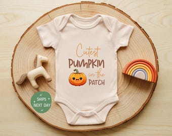 Cutest Pumpkin In The Patch Baby Onesie®, Fall Baby Bodysuit, Cute Halloween Outfit, Autumn Baby Clothes, Baby Shower Gift, Baby Gift