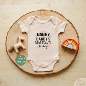 New Travel Buddy Baby Onesie®, Cute Baby Announcement Bodysuit, Future World Explorer Baby Outfit, Pregnancy Reveal Gift, Natural Clothes