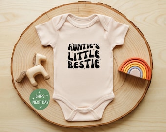 Auntie's Little Bestie Onesie®, Retro Baby Onesie®, Family Baby Bodysuit, Cute Gift From Auntie, I Love My Auntie Onesie®, Baby Shower Gift