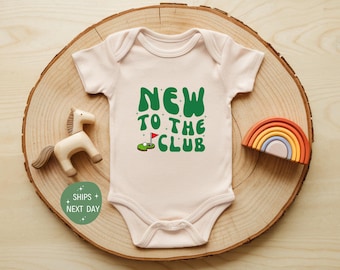 New to The Club Golfing Baby Bodysuit, Golf Fans Onesie®, Golfing Baby Onesie, Funny Retro Baby Onesie®, Baby Announcement Onesie, Baby Gift