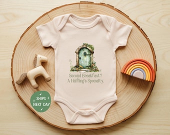 Halfling Baby Onesie®, Baby Announcement Onesie®, Funny Halfling Baby Bodysuit, Second Breakfast Onesie®, Fantasy Onesie®, Cute Baby Clothes