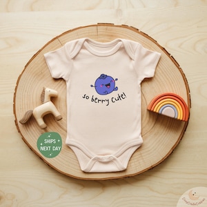 So Berry Cute Baby Onesie®, Blueberry Baby Bodysuit, Funny Fruit Baby Outfit, Foodie Baby Gift, Cute Vegan Baby Shower Onesie®