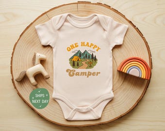 One Happy Camper Onesies® Brand, Camping Baby Bodysuit, Outdoor Adventure Baby Outfit, Cute Camper Theme Onesies® Brand