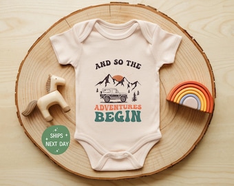And So The Adventure Begins Onesies® Brand, Travel Baby Bodysuit, Cute Adventure Baby Outfit, Newborn Explorer Gift, Natural Infant Onesie