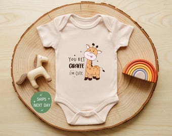 You Bet Giraffe I’m Cute Baby Onesie®, Funny Animal Baby Bodysuit, Giraffe Baby Outfit, Cute Newborn Clothes, Baby Shower Gift