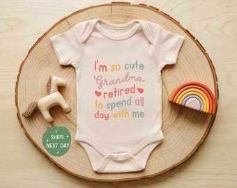 I’m So Cute Grandma Says Baby Bodysuit, Funny Grandma Baby Onesie®, Gift for First Time Grandma, Retro Girl Boy Baby Onesie, Cute Baby Gift
