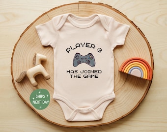 Player 3 Has Joined the Team Bodysuit, Gamer Baby Onesie®, Video Game Baby Bodysuit, Baby Shower Gift, Gamer Family Baby Announcement Onesie