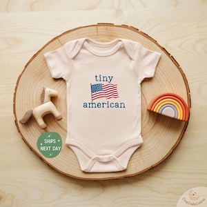 Tiny American Baby Onesie®, 4th of July Newborn Outfit, Patriotic Memorial Day Baby Bodysuit, USA Themed Baby Gift, Natural Summer Clothes