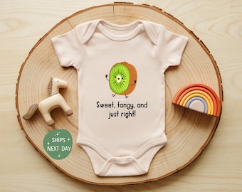 Sweet Tangy And Just Right Kiwi Baby Onesie®, Funny Fruit Bodysuit, Cute Food Baby Outfit, Adorable Baby Shower Gift For Boys Girls
