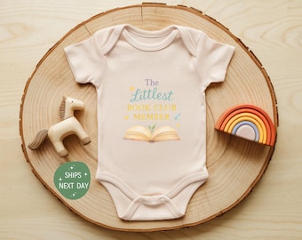 Littlest Book Club Member Baby Onesie®, Cute Reader Baby Bodysuit, Bookworm Baby Shower Gift, Literary Baby Clothes, Funny Baby Outfit