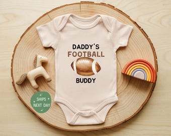 Daddy's Football Buddy Baby One Piece Green And Yellow Cute Boy Or Gir