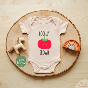 Locally Grown Baby Onesie®, Funny Tomato Baby Bodysuit, Organic Natural Style Baby Outfit, Cute Garden Theme Gift for Babies, Cute Gift
