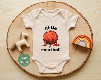 Little Meatball Baby Onesie®, Funny Italian Baby Bodysuit, Cute Newborn Outfit, Food Baby Shower Gift, Natural Baby Clothes, Baby Outfit